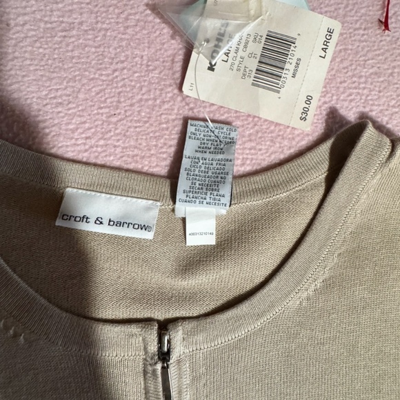 Croft & Barrow (Kohl’s) Sweater Cardigan NWT Beige Tan Full-Zip Women’s Size L - Picture 13 of 16